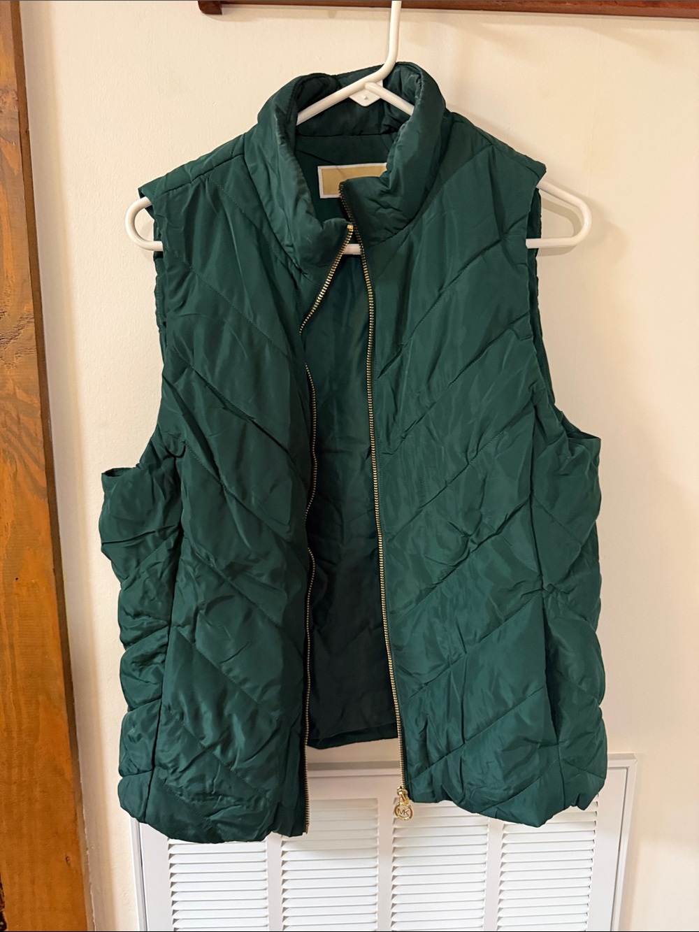 Michael Kors Forest Green Quilted Sleeveless Puffer Vest